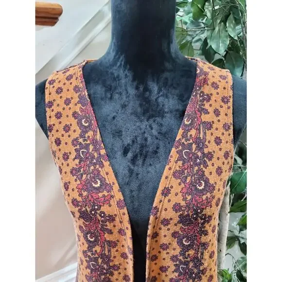 Est. 1946 Women Brown Polyester Sleeveless Casual Open Front Vest Size Large - Picture 2 of 12